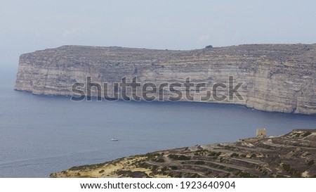 Panoramic view of Xlendi Bay with  Xlendi tower. Gozo island. Malta.