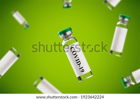 Creative design for Coronavirus vaccine vaccination bottle fly