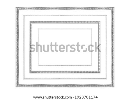 The antique silver frame isolated on white background, clipping path included.