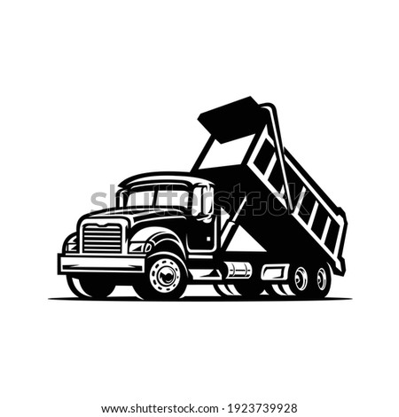Dump truck vector black and white isolated