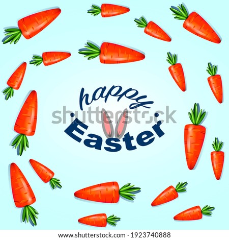 Easter illustration with carrots and bunny ears. 