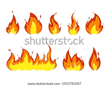 Fire on a white background. Flame And Fire Symbols