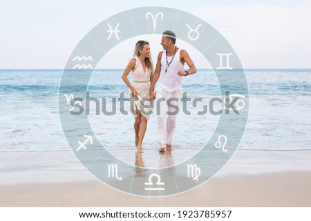 Happy couple with perfect zodiac sign match and love compatibility according to astrology