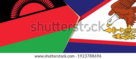 Malawi and American Samoa flags, two vector flags symbol of relationship or confrontation.