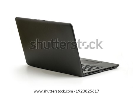 Laptop isolated on white background - back view with clipping path