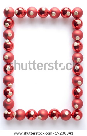 Border Made From Red Baubles Against White Background