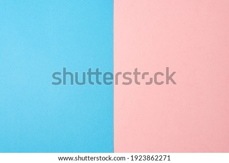 Background of two vertical rectangles blue and pink. Sheets of blank blue and pink paper split vertically. Royalty-Free Stock Photo #1923862271