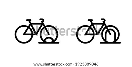 Bicycle parking space zone or bike rack. Sport cyclist banner. Cycling icon. Flat vector bike to parking stand area sign.   Royalty-Free Stock Photo #1923889046