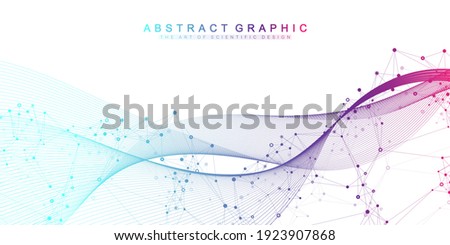 Digits abstract background with connected line and dots, wave flow. Digital neural networks. Network and connection background for your presentation. Graphic polygonal background. Vector illustration. Royalty-Free Stock Photo #1923907868
