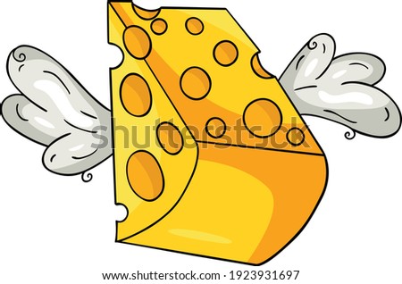 Funny cheese slice with wings 
