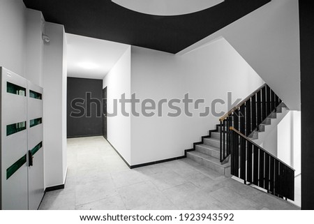 Interior of the corridor hall, apartment building Royalty-Free Stock Photo #1923943592