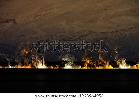 artificial fire in the fireplace, close up picture