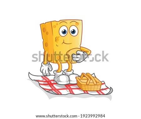 cheese on a picnic cartoon. cartoon mascot vector