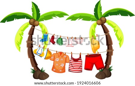Isolated summer clothes hanging outdoor illustration