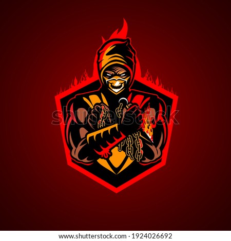 Fire Ninja vector illustration symbol insignia, e-sport style emblem.
 Royalty-Free Stock Photo #1924026692