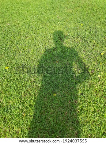 shadows of young people on the grass in various styles on a sunny morning