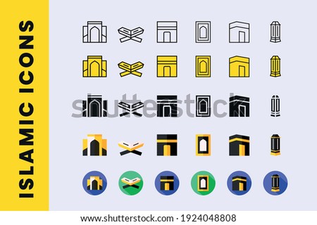 Set of Ramadan Glyph icon, Islamic Holidays Symbols collection, Muslim Festival Day Icons, Vector Sketch illustrations eps 10
