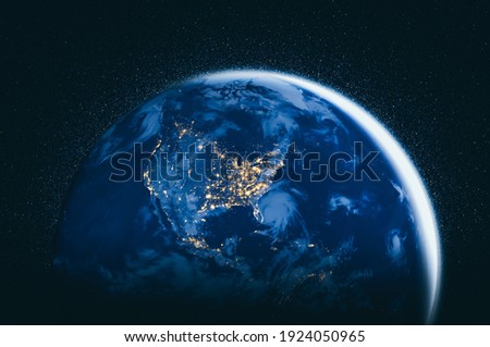 Planet earth globe view from space showing realistic earth surface and world map as in outer space point of view . Elements of this image furnished by NASA planet earth from space photos.