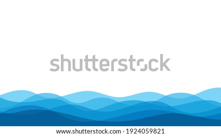Blue water wave sea line curve background banner vector illustration.
