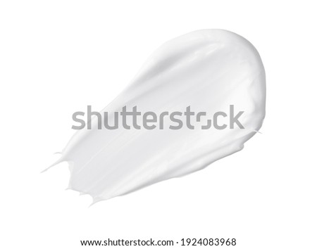 White makeup cream sweeps on white background. bb, cc cream texture Royalty-Free Stock Photo #1924083968