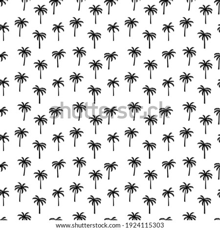 Black palm trees on the white background. Vector seamless pattern. Summer pattern. Royalty-Free Stock Photo #1924115303