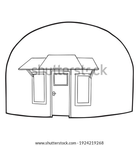 dome house line vector illustration,
isolated on white background.top view