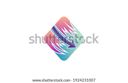 Illustration of graphic abstract hexagon with arrow gradient color logo icon design isolated abstract collection