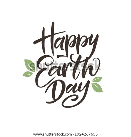 Vector lettering illustration of "happy earth day".  Decoration illustration. Lettering typography poster.