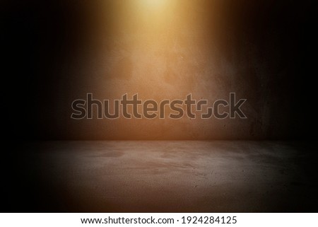 dark room with light background. Empty street scene background with abstract spotlights light. Black, dark and gray abstract cement wall and studio room , interior texture for display products