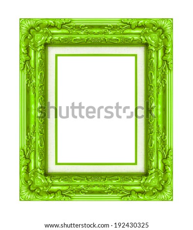 Vintage green frame with blank space on white background , with clipping path.