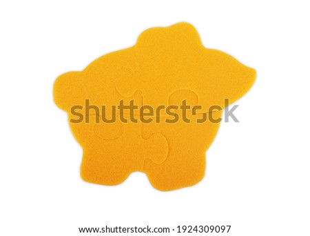 Top view of one puzzle missing, business concept
