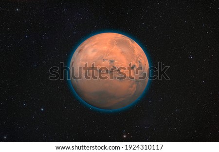 Planet Mars with stars in deep space" Elements of this Image Furnished By Nasa"