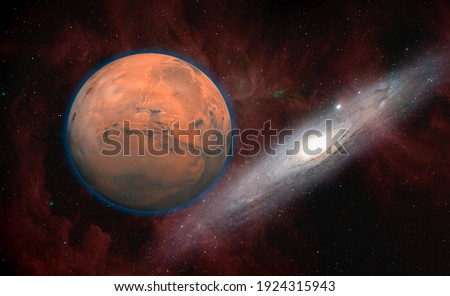 Planet Mars with Andromeda galaxy "Elements of this Image Furnished By Nasa"