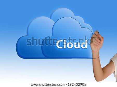 Hand drawing cloud ; Cloud computing concept.
