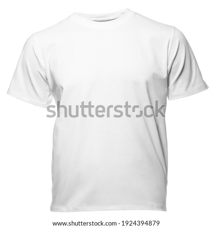 White plain shortsleeve cotton T-Shirt template on hollow invisible mannequin isolated on a white background Royalty-Free Stock Photo #1924394879