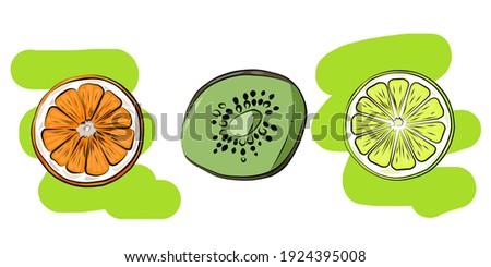 Colored border of lemon, orange and kiwi.