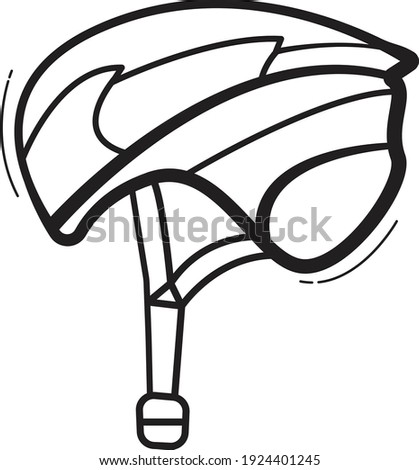 hand drawn bicycle helmet icon line vector