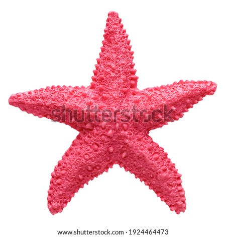 Red starfish souvenir, handmade decoration, isolated on white background