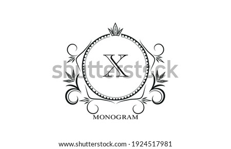 Monogram template, initial monogram letter X. Retro logo for cafe, bar, restaurant, invitation. Business style or company brand.