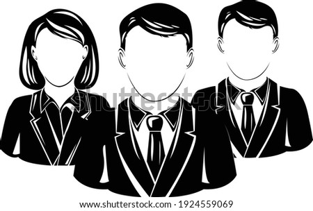 Vector team work of different male and female icons in trendy flat style. People heads and faces images collection.