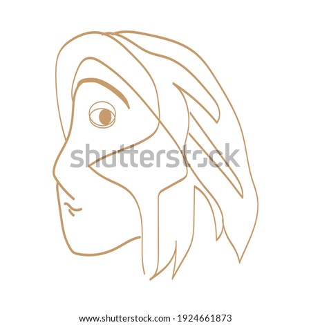 Abstract young lady' face. Modern one line art, female portrait for poster, wall art, sticker, logo. Vector illustration