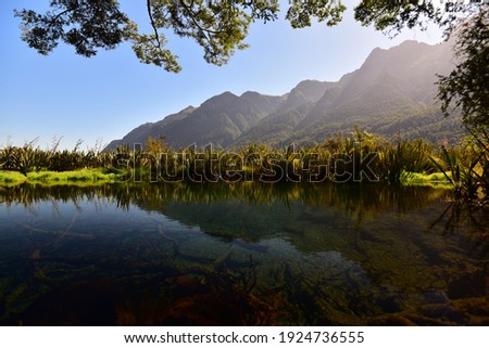 View of Mirror Lakes, Milford Sound, New Zealand