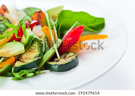 fresh green salad with grilled zucchini marrow