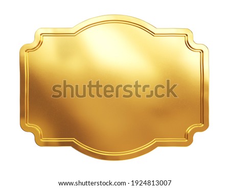 Empty golden plate isolated with clipping path. 3d illustration
