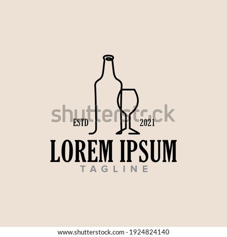 Bottle glass logo design vintage. Vector template illustration
