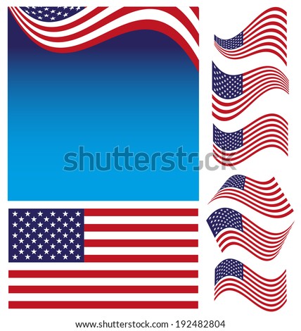 American Flag Set  Isolated on white background