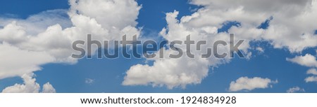Blue sky with white clouds, panoramic sky