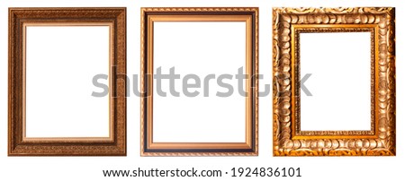 Set of gilded antique picture frames isolated on white background. Royalty-Free Stock Photo #1924836101