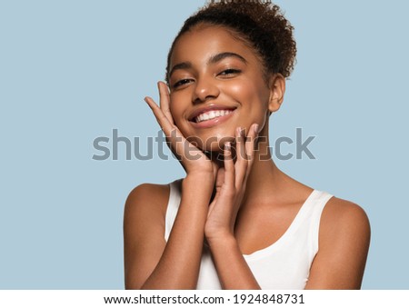 Beauty black skin woman face beautiful young happy model Royalty-Free Stock Photo #1924848731