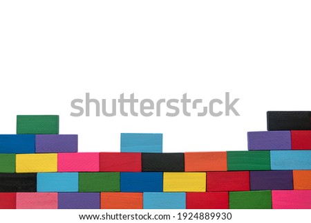 Colorful wooden block isolated on white background.